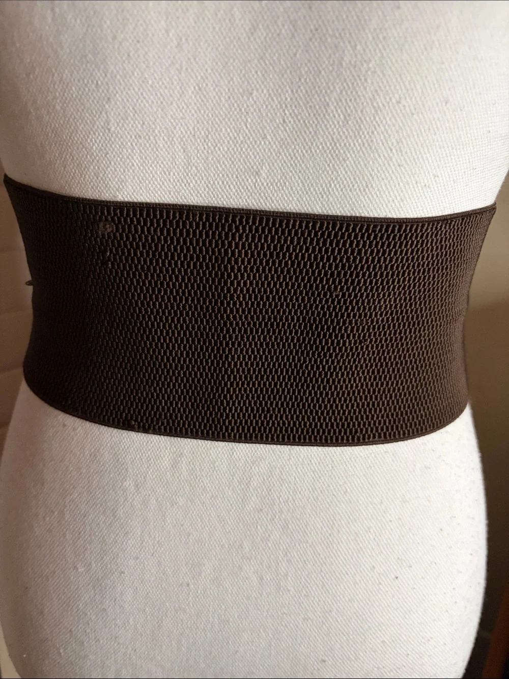 🤎💎Brown Elastic Stretch Belt W/Gold Tone 4” Wide Buckle W/Rhinestones Size M